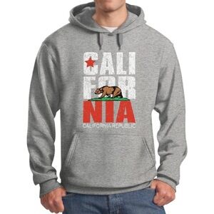 CALIFORNIA REPUBLIC Hoodie Grey Vintage Distress Bear Logo Skater M Unisex